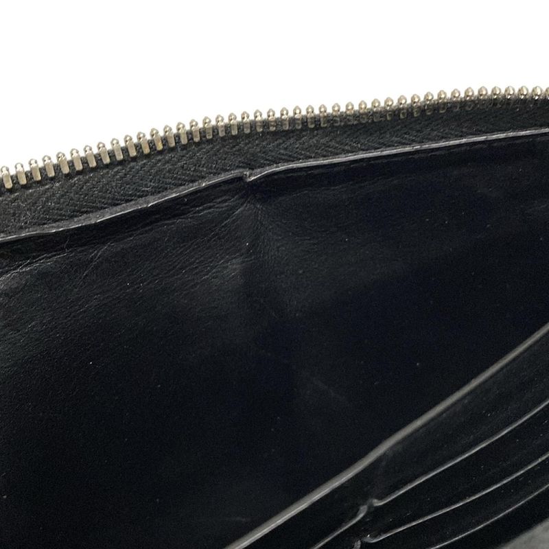 Bottega Veneta Long Wallet Cassette Zip Around Wallet Black Round Zipper Leather