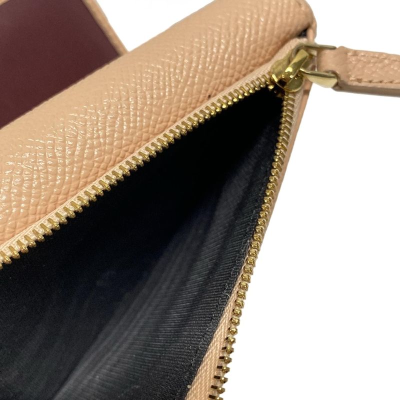 Bvlgari Trifold Wallet Bvlgari Pink Beige Leather