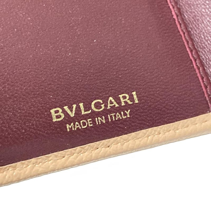 Bvlgari Trifold Wallet Bvlgari Pink Beige Leather