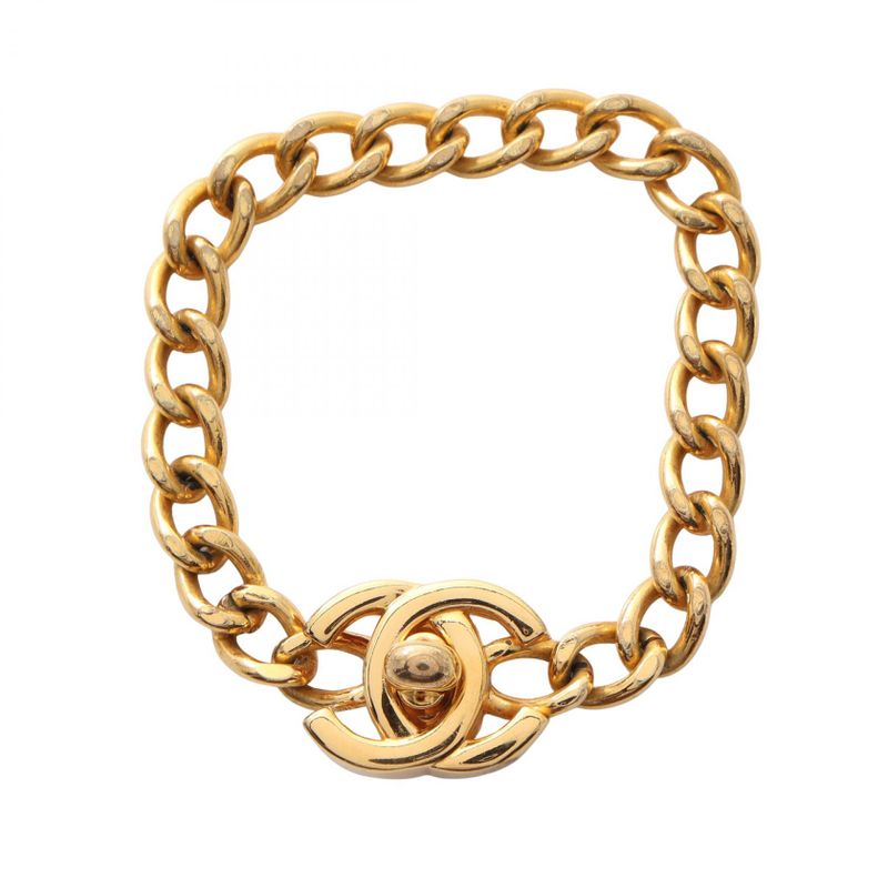 Chanel Bracelet Cocomark Turnlock GP (gold Plated) Bracelet Women's Used a