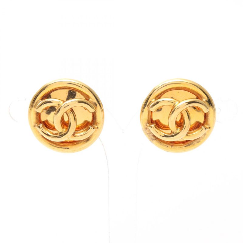 Chanel Earring Coco Mark GP (gold Plated) Earring Ladies Used a