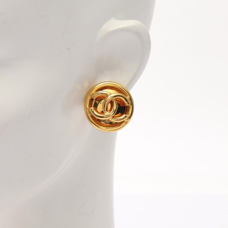 Chanel Earring Coco Mark GP (gold Plated) Earring Ladies Used a