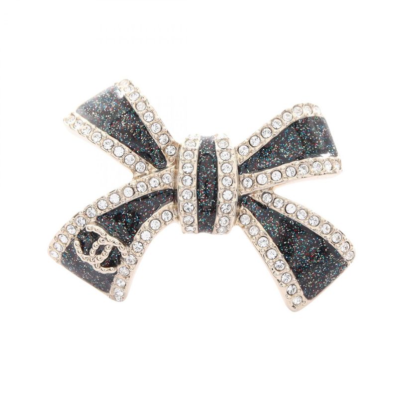 Chanel Brooch Coco Mark Ribbon GP (gold Plated) Brooch Ladies Used a