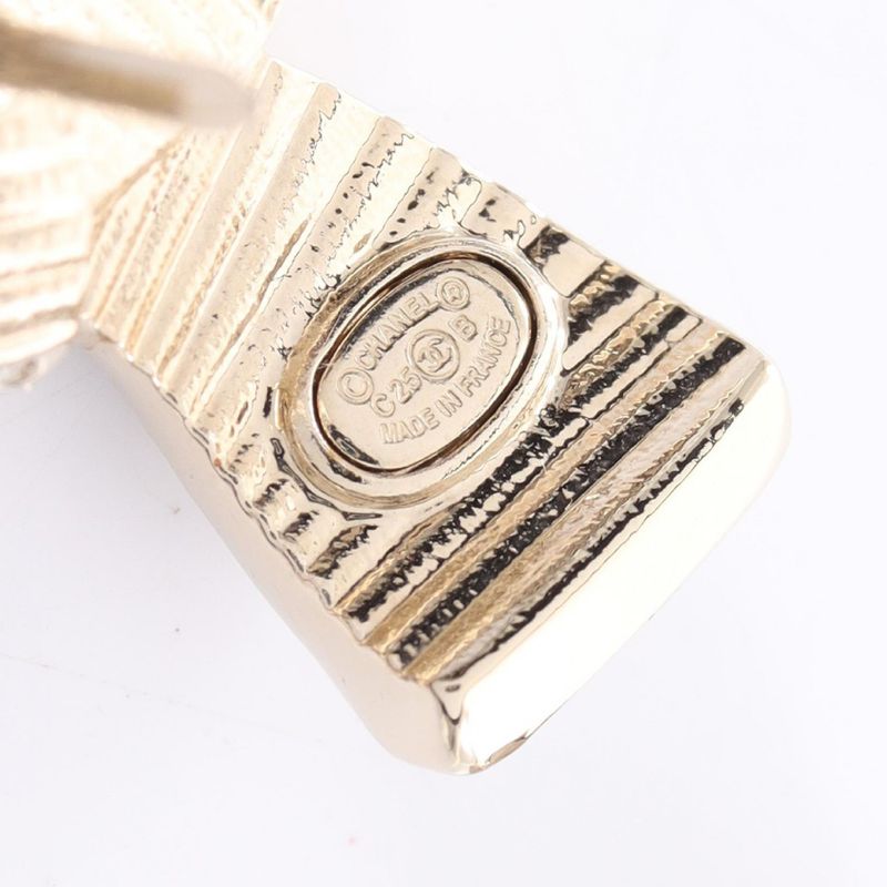 Chanel Brooch Coco Mark Ribbon GP (gold Plated) Brooch Ladies Used a