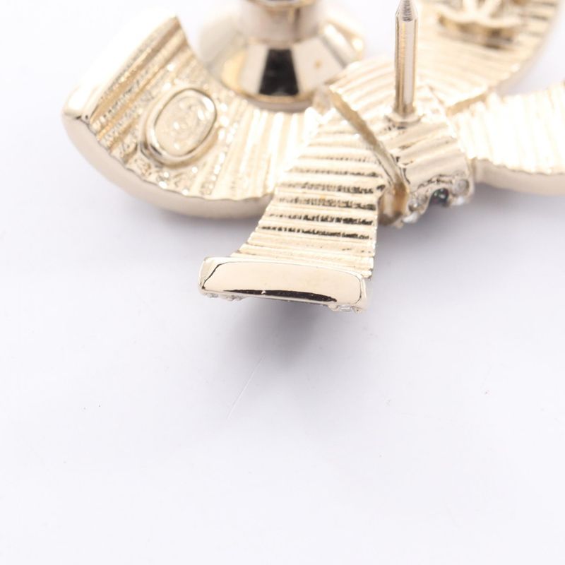 Chanel Brooch Coco Mark Ribbon GP (gold Plated) Brooch Ladies Used a