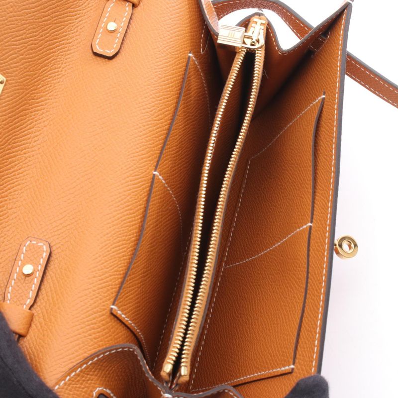 Hermes Shoulder Bag Kelly to Go Toffee Leather Calf (Cowhide) Kelly to Go