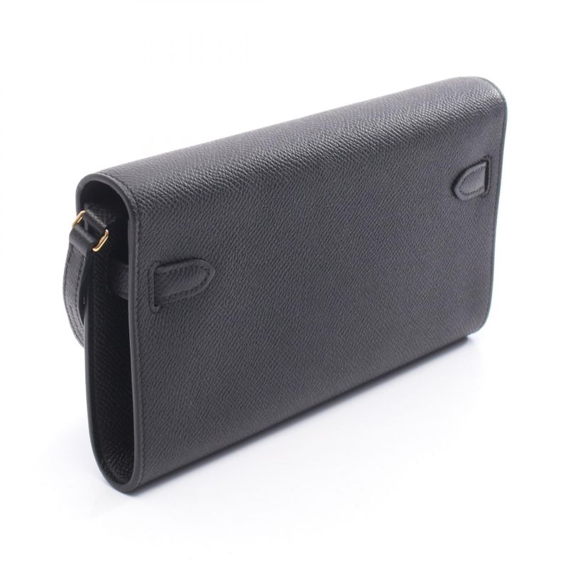 Hermes Shoulder Bag Kelly to Go Black Leather Calf (Cowhide) Kelly to Go Black