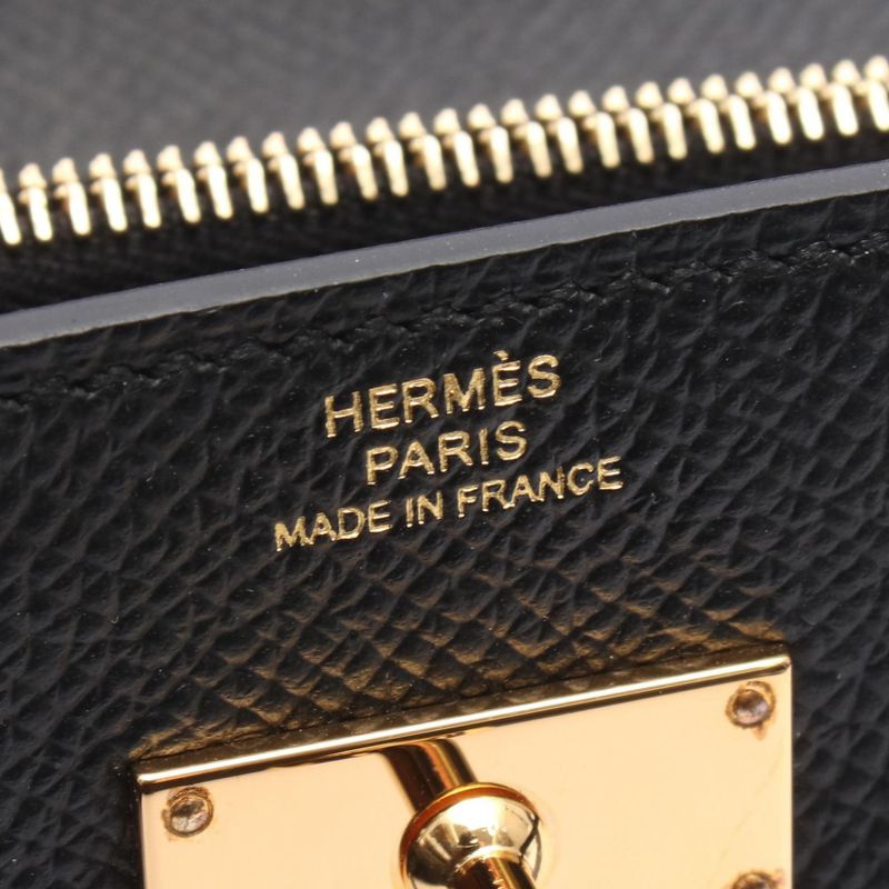 Hermes Shoulder Bag Kelly to Go Black Leather Calf (Cowhide) Kelly to Go Black