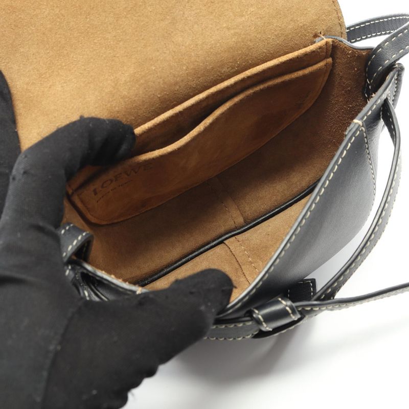 Loewe Shoulder Bag Gate Bag Mini Black Leather Gate Mini Ladies Used a