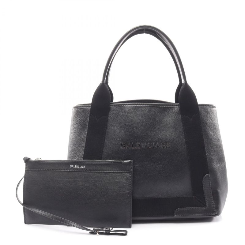 Balenciaga Tote Bag Navy Cabas S Navy Cabas 339933 Black Leather Navy Cabas S