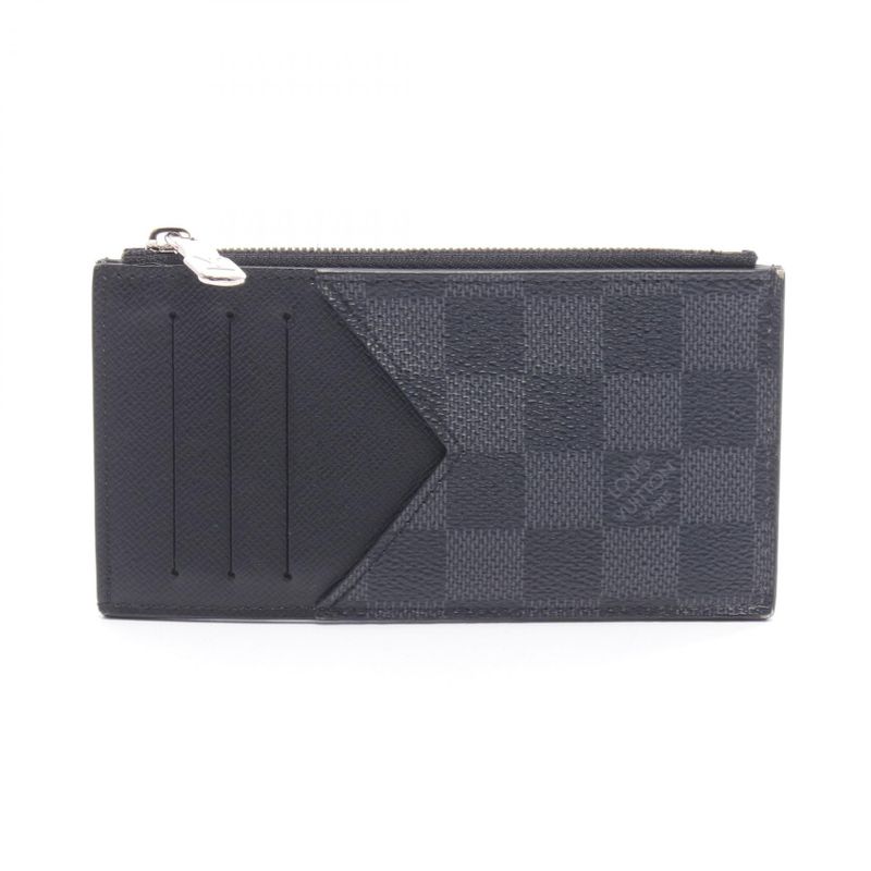 Louis Vuitton Card Case Coin Card Holder Damier Graphite N64038 Leather Coin