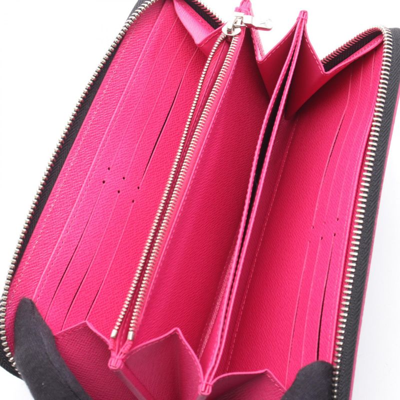 Louis Vuitton Round Long Wallet Zippy Wallet Epi Noir Black Hot Pink M64838