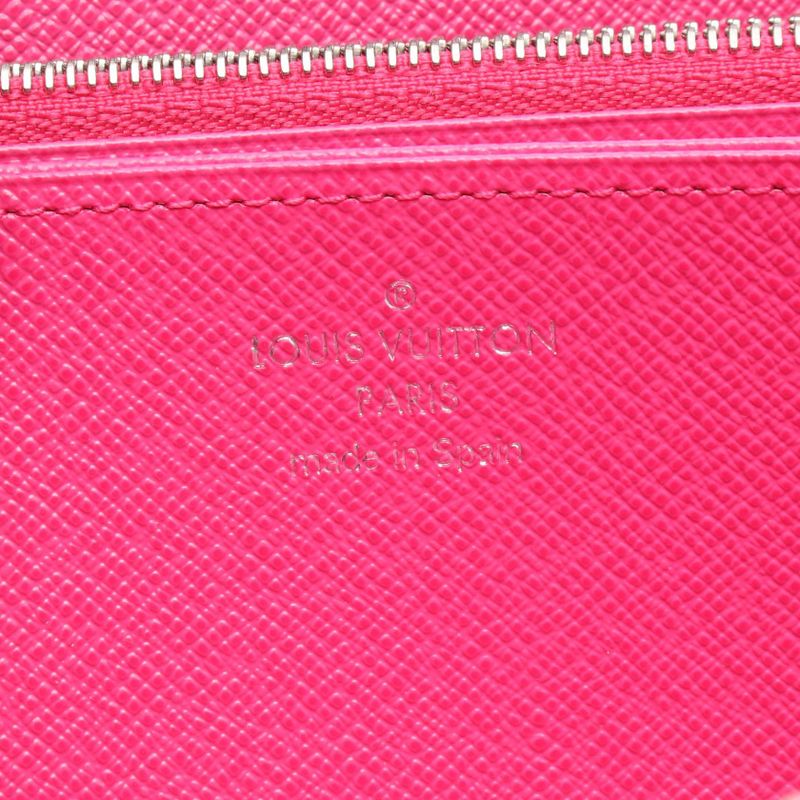 Louis Vuitton Round Long Wallet Zippy Wallet Epi Noir Black Hot Pink M64838