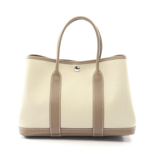 Hermes Tote Bag Garden Party TPM Beton Etoupe Canvas Leather Garden Party TPM