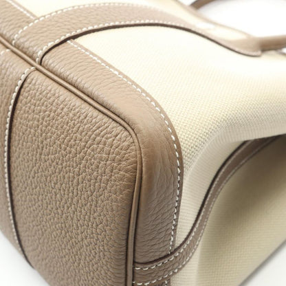 Hermes Tote Bag Garden Party TPM Beton Etoupe Canvas Leather Garden Party TPM