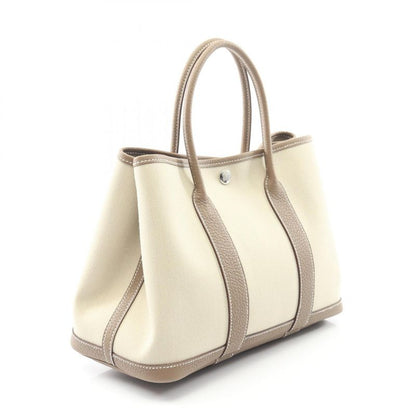 Hermes Tote Bag Garden Party TPM Beton Etoupe Canvas Leather Garden Party TPM