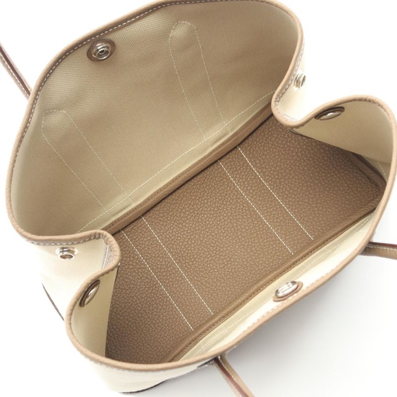 Hermes Tote Bag Garden Party TPM Beton Etoupe Canvas Leather Garden Party TPM