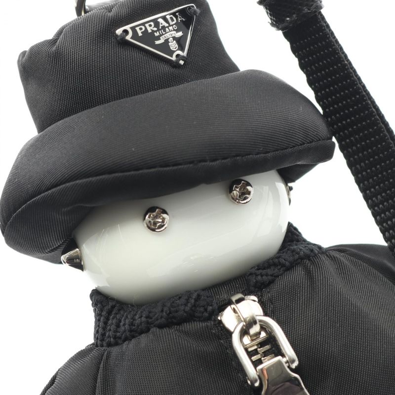 Prada Charm Re-Nylon Soft Robot 1tt181_2cou_f0002 Black White Nylon Saffiano