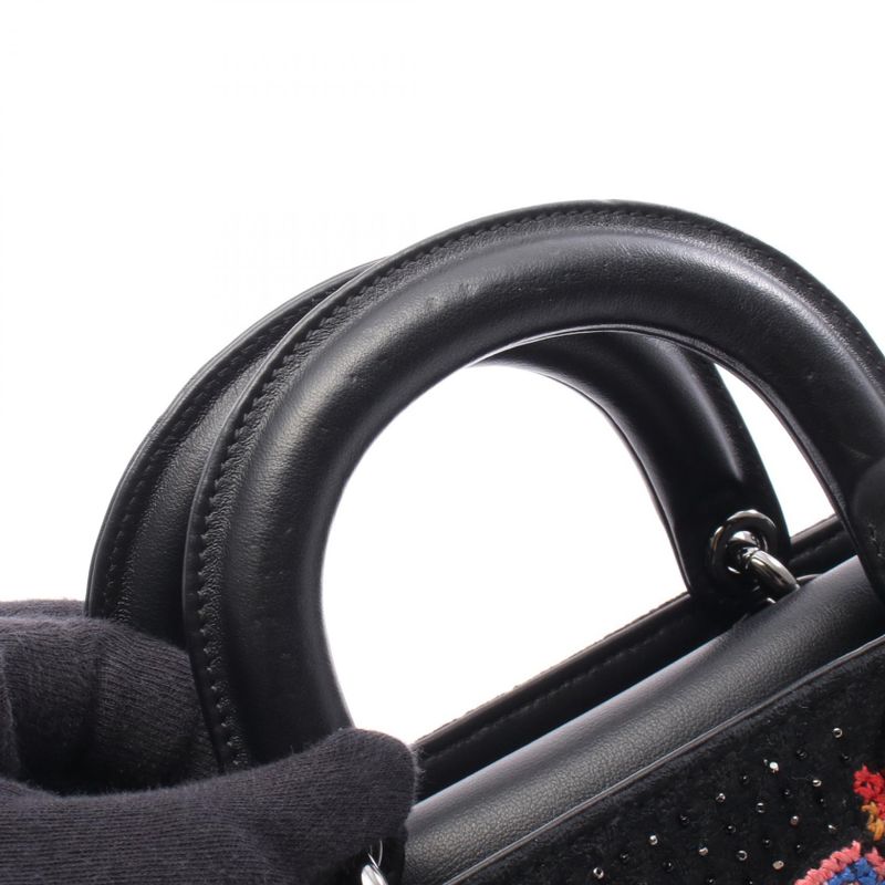 Dior Handbag Lady D-Joy Medium Black Multi Leather Lady D-Joy Bag Medium Ladies