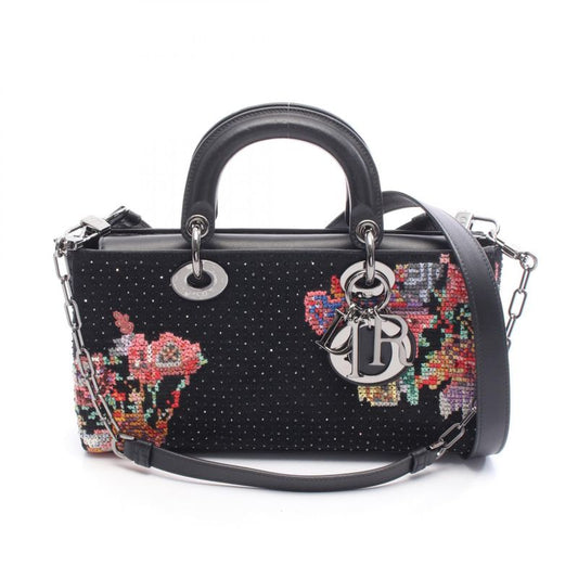 Dior Handbag Lady D-Joy Medium Black Multi Leather Lady D-Joy Bag Medium Ladies
