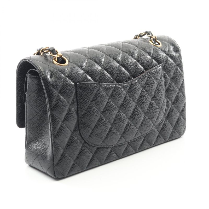 Chanel Shoulder Bag Matelasse W Flap A01112 Black Caviar Skin (grained Calf)