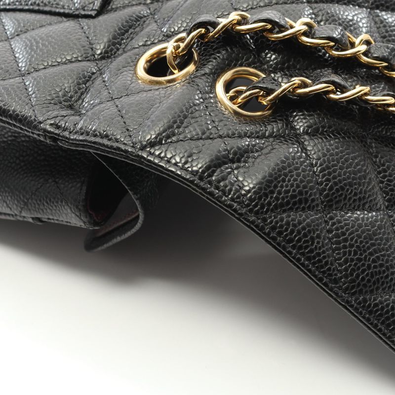 Chanel Shoulder Bag Matelasse W Flap A01112 Black Caviar Skin (grained Calf)