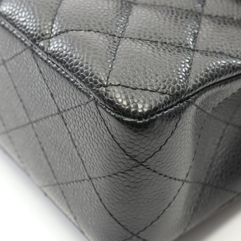 Chanel Shoulder Bag Matelasse W Flap A01112 Black Caviar Skin (grained Calf)