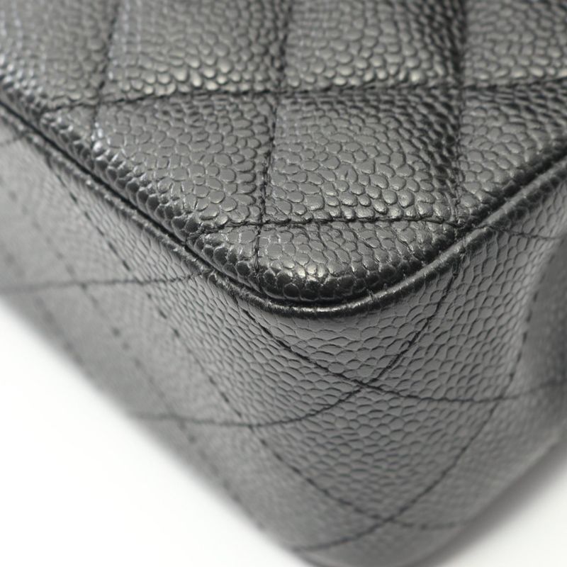 Chanel Shoulder Bag Matelasse W Flap A01112 Black Caviar Skin (grained Calf)