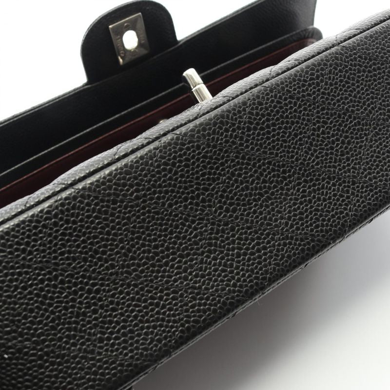 Chanel Shoulder Bag Matelasse W Flap A01112 Black Caviar Skin (grained Calf)