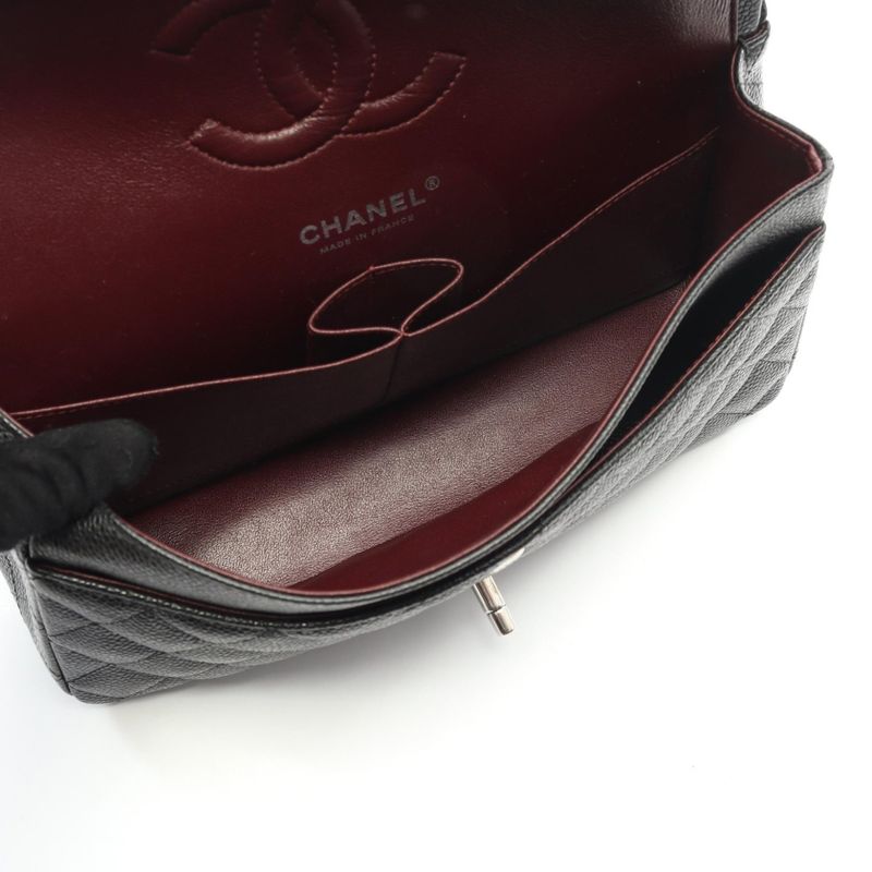 Chanel Shoulder Bag Matelasse W Flap A01112 Black Caviar Skin (grained Calf)