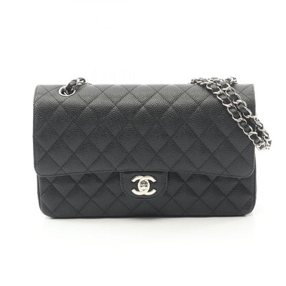 Chanel Shoulder Bag Matelasse W Flap A01112 Black Caviar Skin (grained Calf)