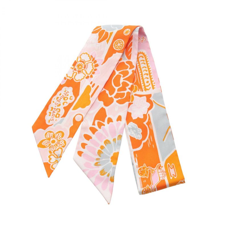 Hermes Scarf Twilly Bingata Silk Twilly Ladies Used a