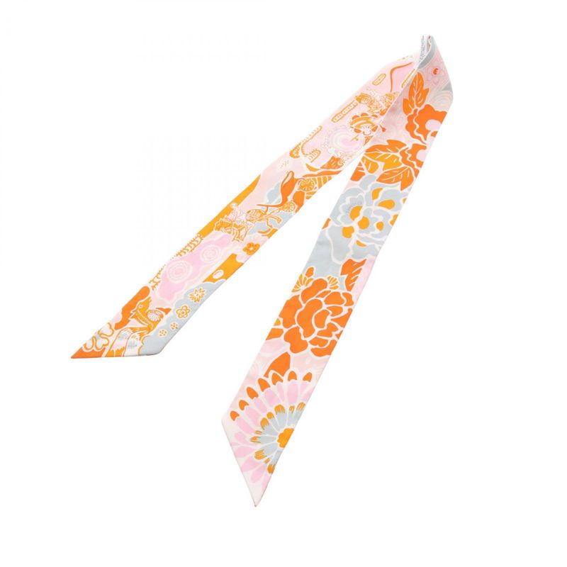 Hermes Scarf Twilly Bingata Silk Twilly Ladies Used a