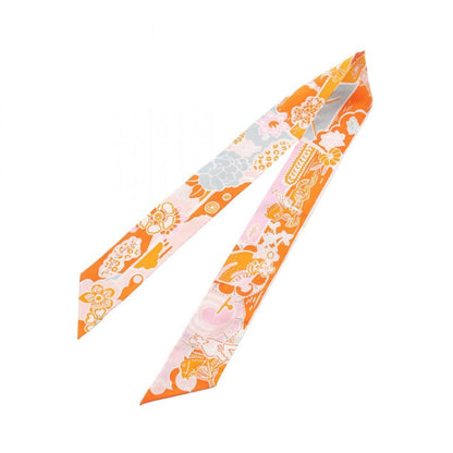 Hermes Scarf Twilly Bingata Silk Twilly Ladies Used a