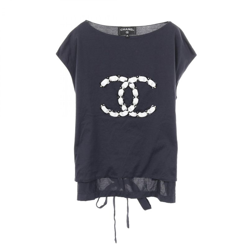Chanel Cut and Sewn Coco Mark Cotton T-Shirt Women's Used a