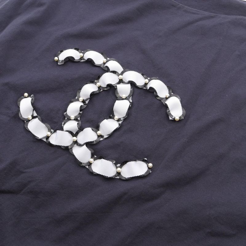 Chanel Cut and Sewn Coco Mark Cotton T-Shirt Women's Used a