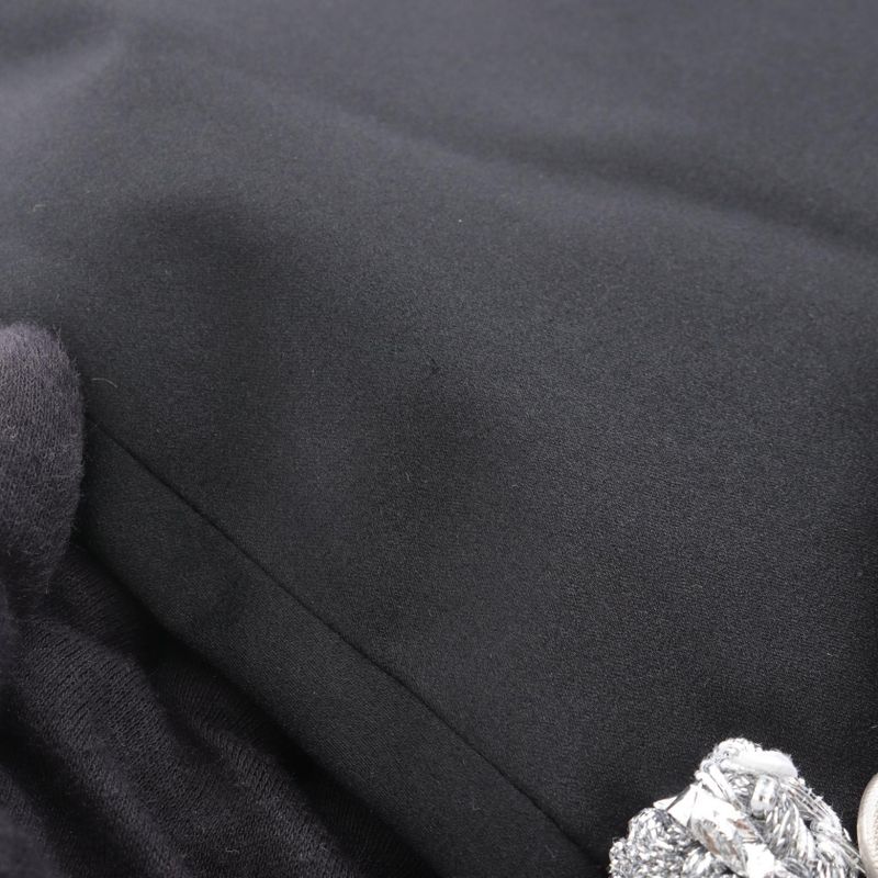 Chanel Collarless Jacket Here Mark Button P64052v60050 Silk Jacket Women's Used