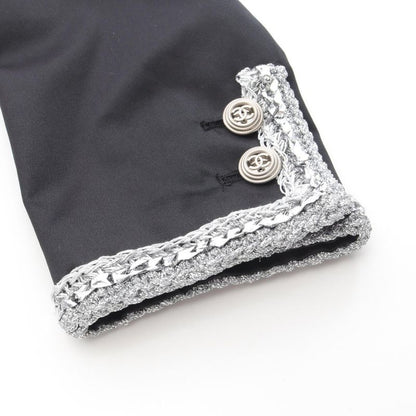 Chanel Collarless Jacket Here Mark Button P64052v60050 Silk Jacket Women's Used