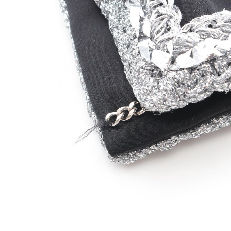 Chanel Collarless Jacket Here Mark Button P64052v60050 Silk Jacket Women's Used