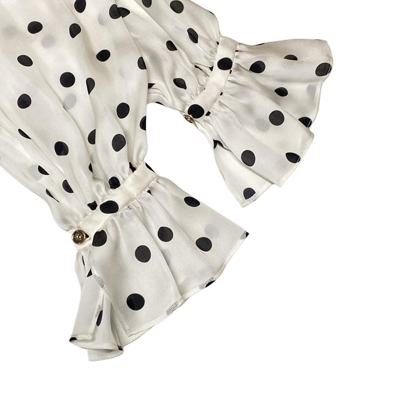 Louis Vuitton Long Sleeve Shirt Blouse Size 34 S Women's Sheer Muslin Polka Dot