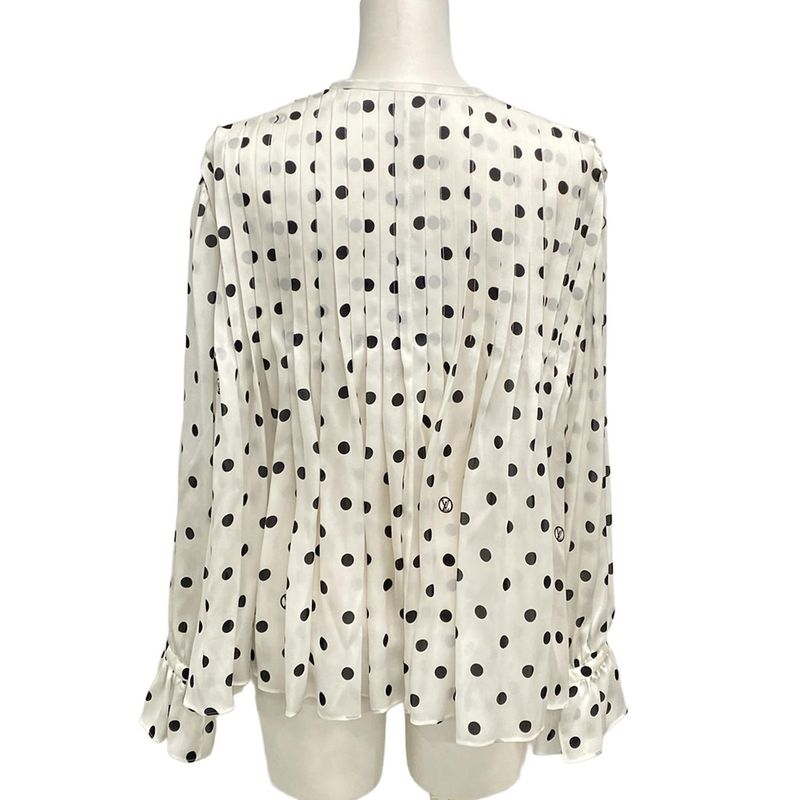 Louis Vuitton Long Sleeve Shirt Blouse Size 34 S Women's Sheer Muslin Polka Dot