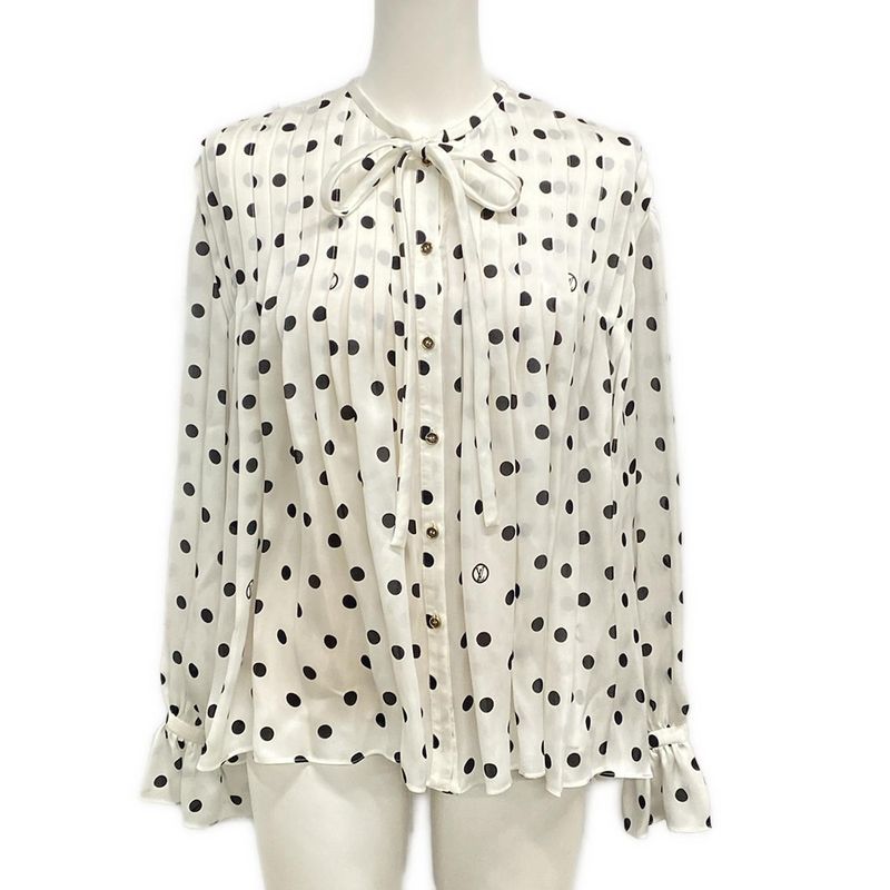 Louis Vuitton Long Sleeve Shirt Blouse Size 34 S Women's Sheer Muslin Polka Dot