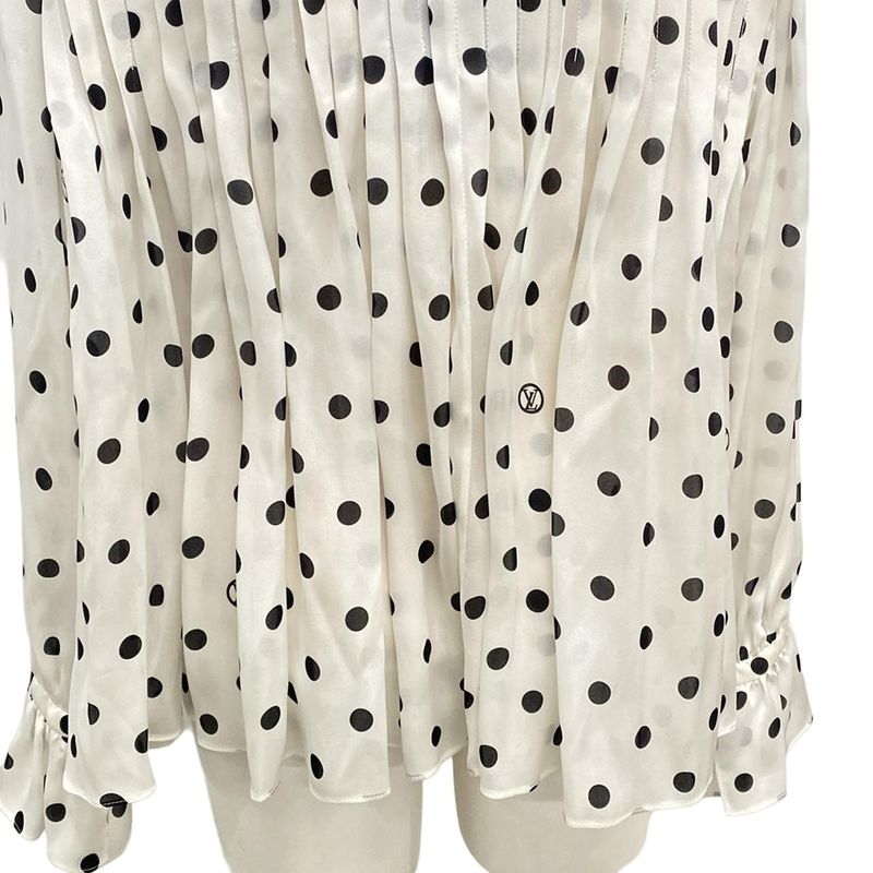 Louis Vuitton Long Sleeve Shirt Blouse Size 34 S Women's Sheer Muslin Polka Dot