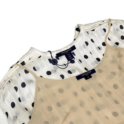 Louis Vuitton Long Sleeve Shirt Blouse Size 34 S Women's Sheer Muslin Polka Dot
