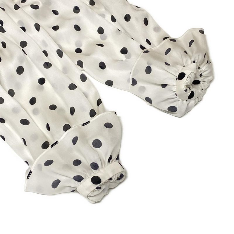 Louis Vuitton Long Sleeve Shirt Blouse Size 34 S Women's Sheer Muslin Polka Dot