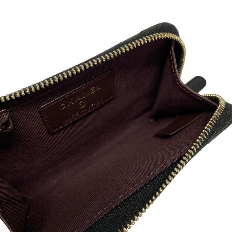 Chanel Coin Case Matelasse Black Gold Hardware L-Shaped Zipper with Key Ring