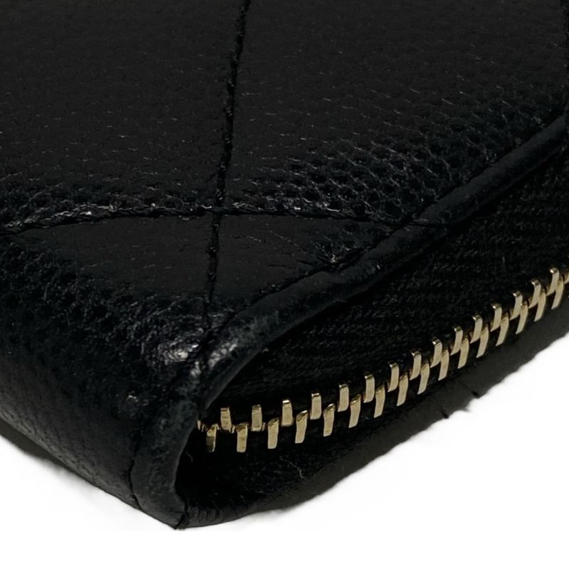 Chanel Coin Case Matelasse Black Gold Hardware L-Shaped Zipper with Key Ring