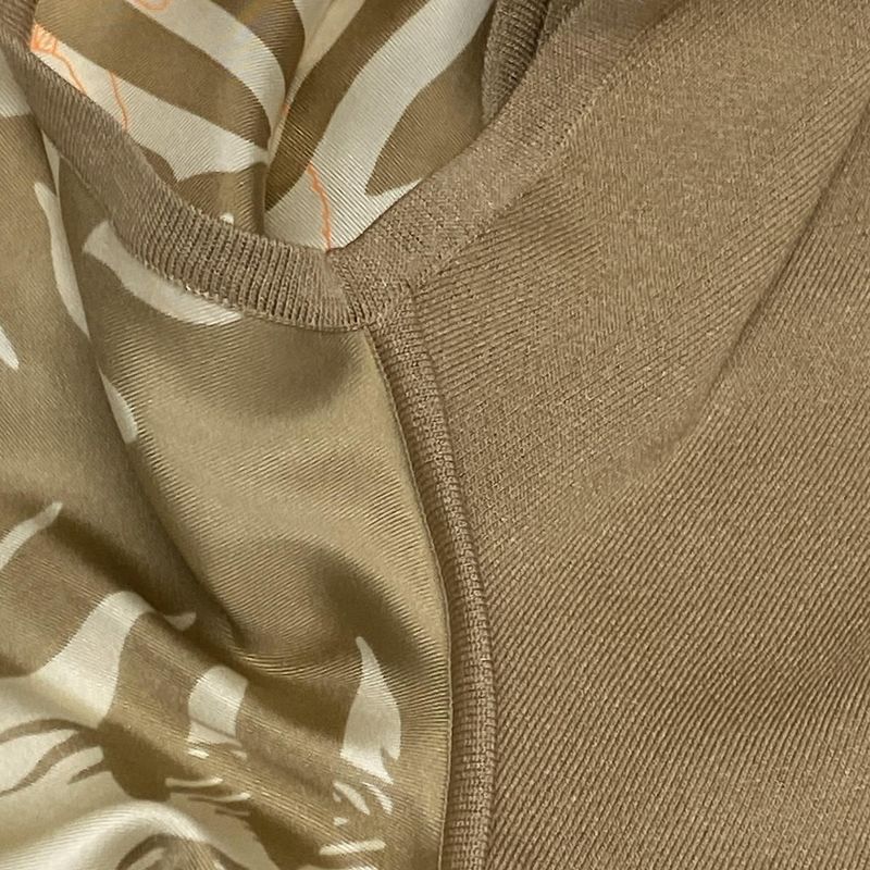 Hermes Short Sleeve Cut and Sew Size 34 S Women's - Dc2h2821dr Ivory X Gray