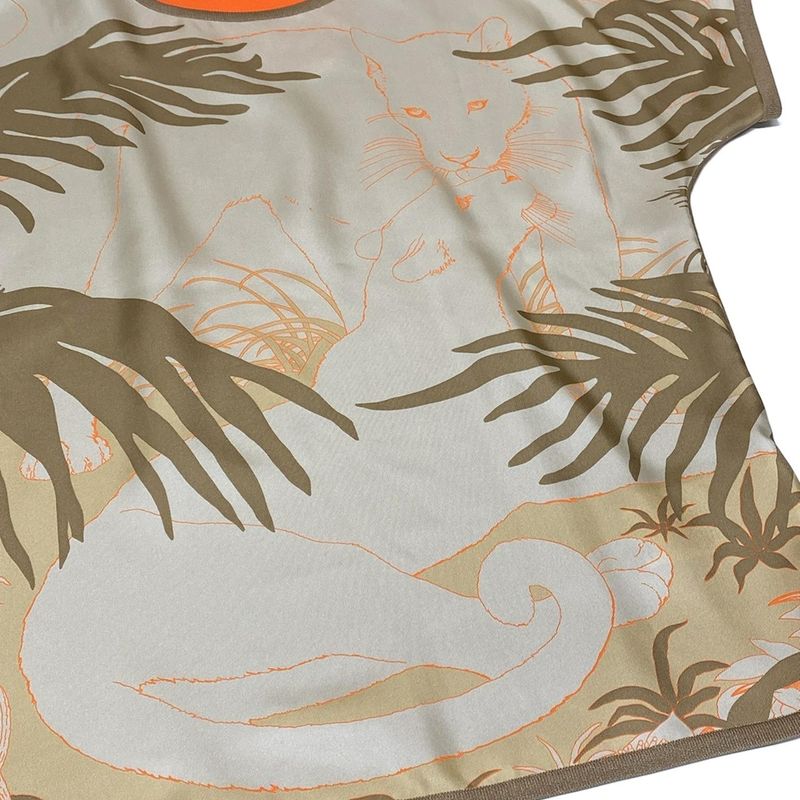 Hermes Short Sleeve Cut and Sew Size 34 S Women's - Dc2h2821dr Ivory X Gray