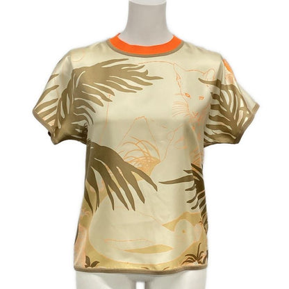 Hermes Short Sleeve Cut and Sew Size 34 S Women's - Dc2h2821dr Ivory X Gray